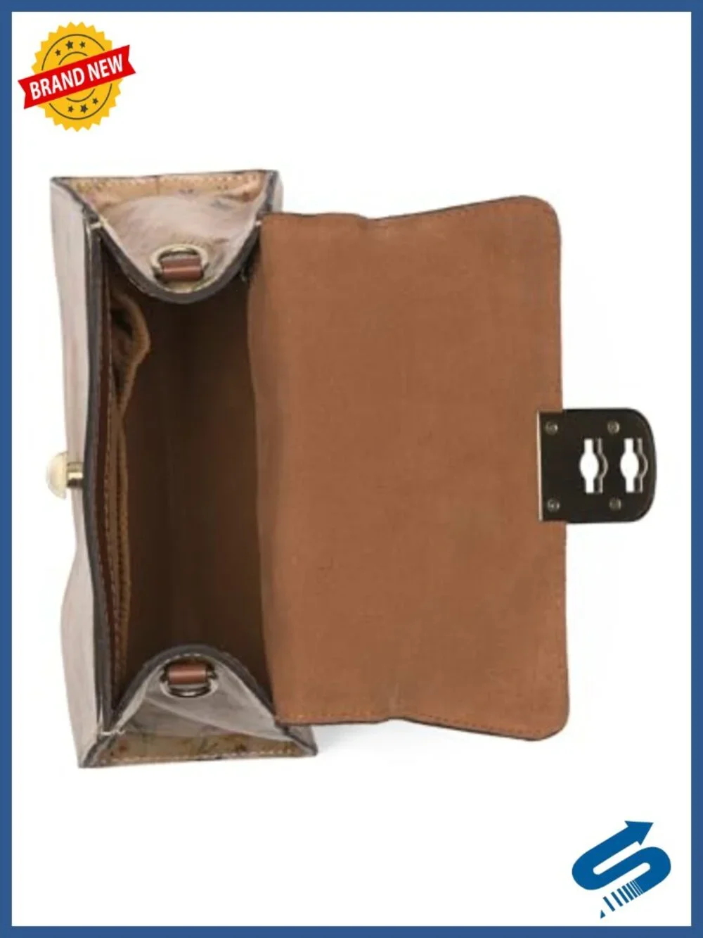 Leather Satchel Crossbody with Double Turn-Lock Closure